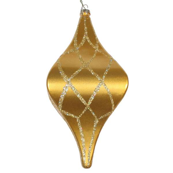 8" Gold Candy Glitter Net Drop Ornament