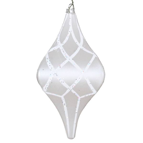 8" White Candy Glitter Net Drop Ornament