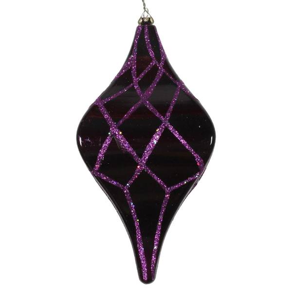 8" Plum Candy Glitter Net Drop Ornament