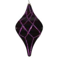 View 8" Plum Candy Glitter Net Drop Ornament