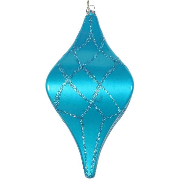8" Turquoise Candy Glitter Net Drop Ornament
