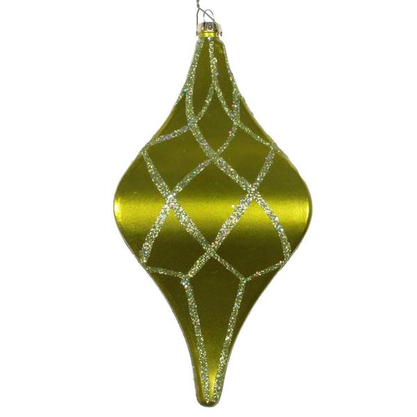 8" Lime Candy Glitter Net Drop Ornament