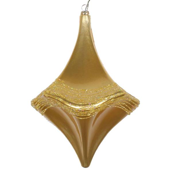 8" Gold Candy Glitter Drop Ornament