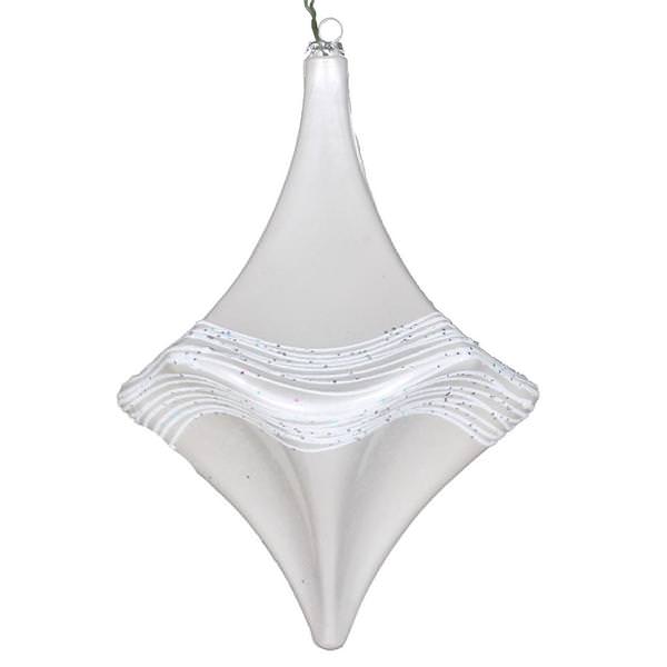 8" White Candy Glitter Drop Ornament