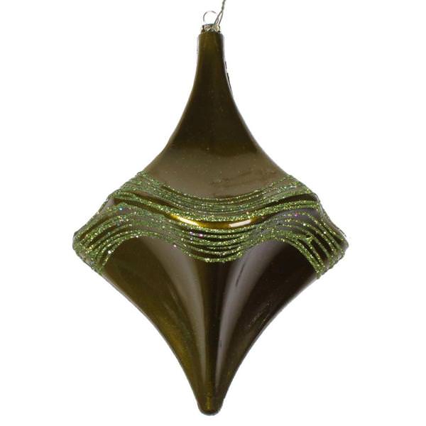 8" Olive Candy Glitter Drop Ornament