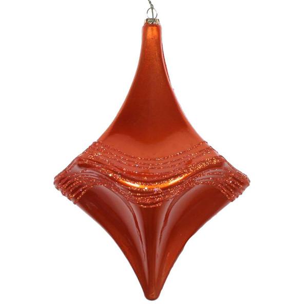 8" Burnished Orange Candy Glitter Drop Style Christmas Ornament