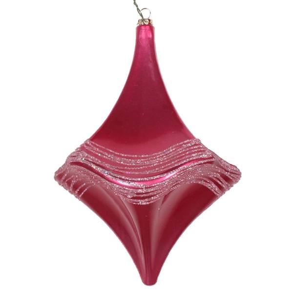 8" Mauve Candy Glitter Drop Style Christmas Ornament
