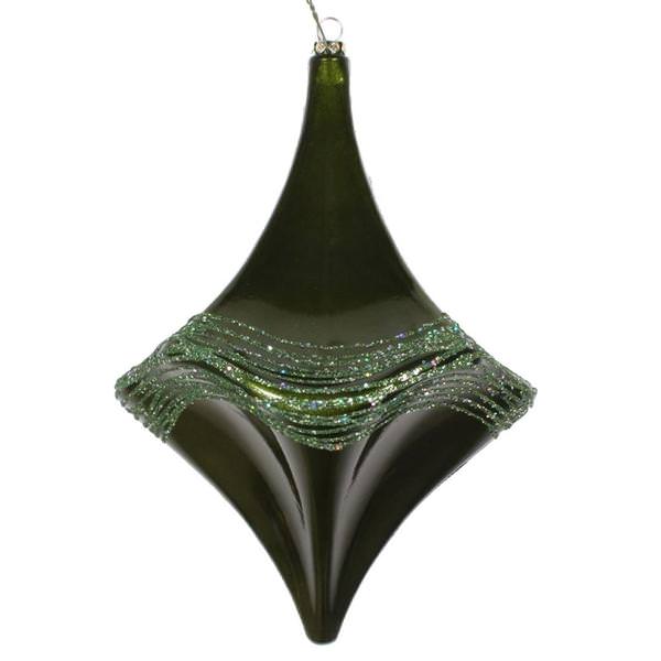 8"  Moss Green Candy Glitter Drop Ornament