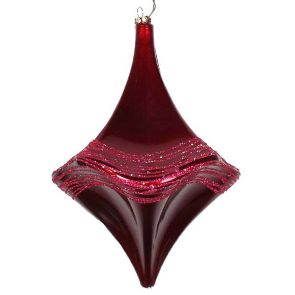 8" Burgundy Candy Glitter Drop Ornament
