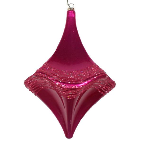 8'' Fuchsia Candy Glitter Drop Ornament