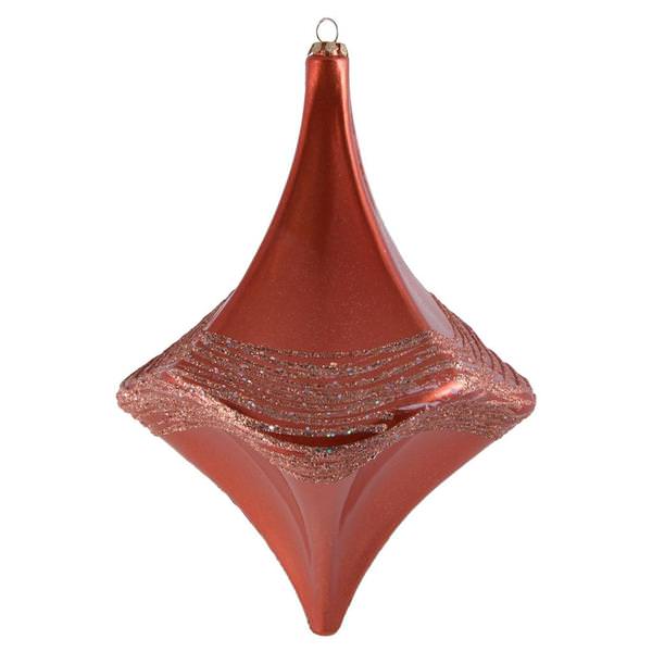 8" Coral Candy Glitter Drop Style Christmas Ornament