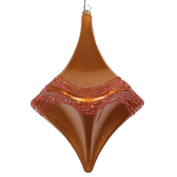 8" Copper Candy Glitter Drop Ornament