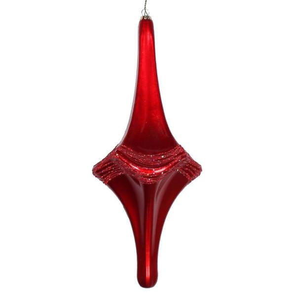 12" Red Candy Glitter Drop Ornament