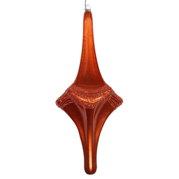 12" Burnished Orange Candy Glitter Drop Ornament