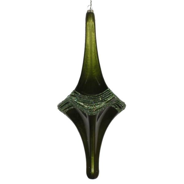 12"  Moss Green Candy Glitter Drop Ornament