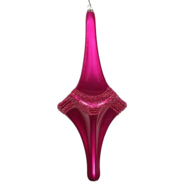 12'' Fuchsia Candy Glitter Drop Ornament