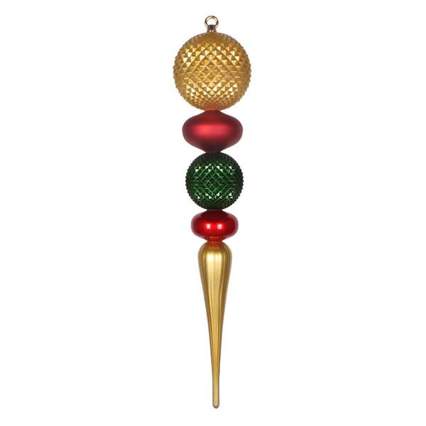 26" Red / Green / Gold Durian Finial Ornament