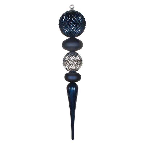 26" Midnight Blue / Silver Durian Finial Ornament