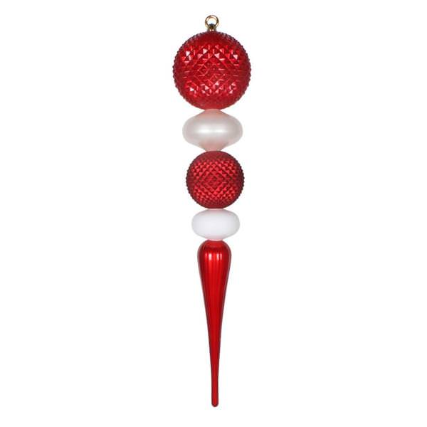 26" Red / White Durian Finial Ornament