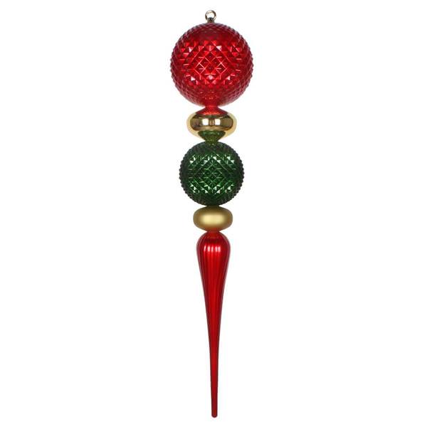 33" Red / Green / Gold Durian Finial Ornament