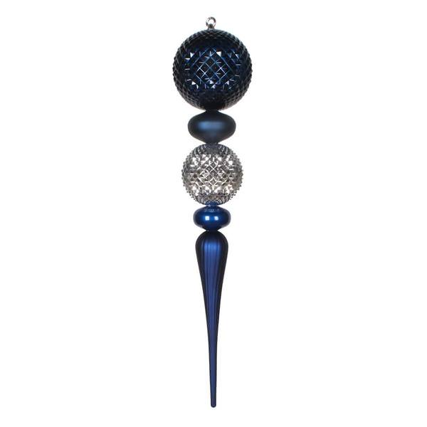 33" Midnight Blue / Silver Durian Finial Ornament