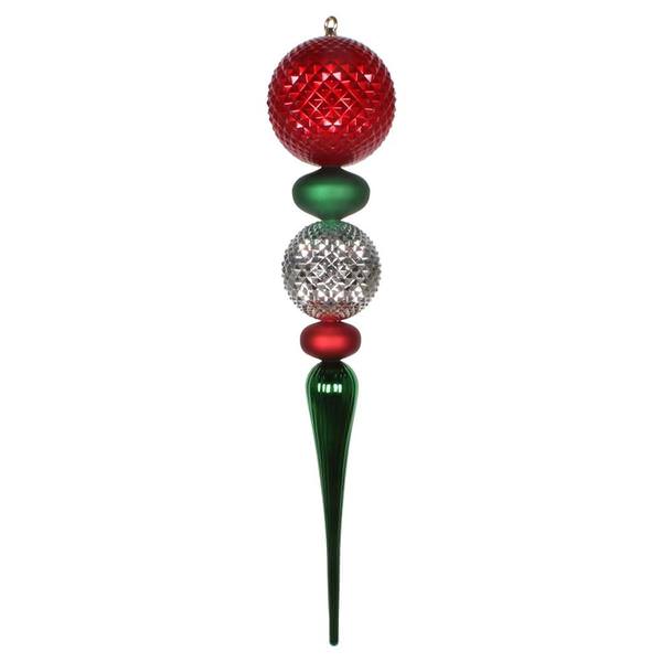 33" Red / Silver / Green Durian Finial Ornament