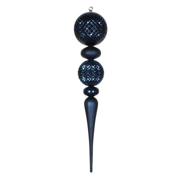 33" Midnight Blue Candy/Matte Finial Ornament