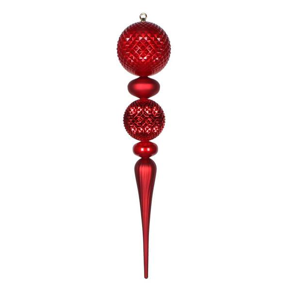 33" Red Durian Candy Matte Finial Ornament