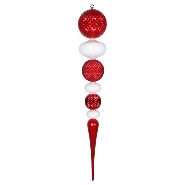 42" Red / White Durian Finial Ornament