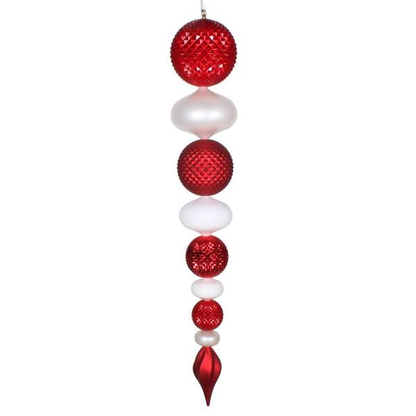 45" Red / White Durian Finial Ornament