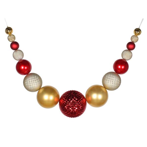 76" Red / Gold / Champagne Ornament Swag