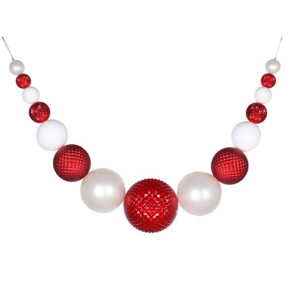 76" Red / White Ornament Swag