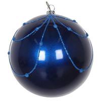 Vickerman 4" Blue Candy Glitter Curtain Ball Ornament (4 pack)