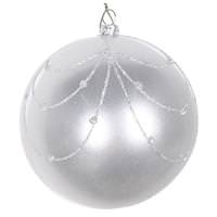 Vickerman 6" Silver Candy Glitter Curtain Ball Ornament (3 pack)