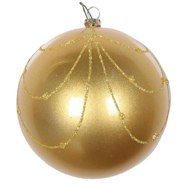4.75" Gold Candy Glitter Curtain Ball Ornament (4 pack)