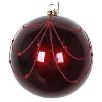 Vickerman 6" Wine Candy Glitter Curtain Ball Ornament (3 pack)