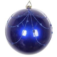 Vickerman 4" Cobalt Blue Candy Glitter Curtain Ball Ornament (4 pack)