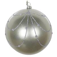 Vickerman 4" Limestone Candy Glitter Curtain Ball Ornament (4 pack)