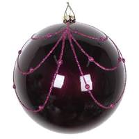 Vickerman 4" Plum Candy Glitter Curtain Ball Ornament (4 pack)