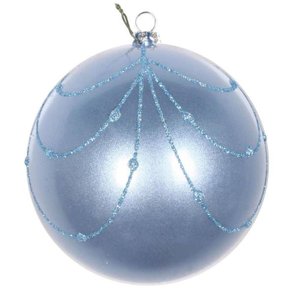 4" Periwinkle Candy Glitter Curtain Ball Ornament (4 pack)