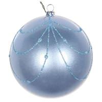 Vickerman 4" Periwinkle Candy Glitter Curtain Ball Ornament (4 pack)
