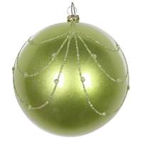 Vickerman 6" Celadon Candy Glitter Curtain Ball Ornament (3 pack)