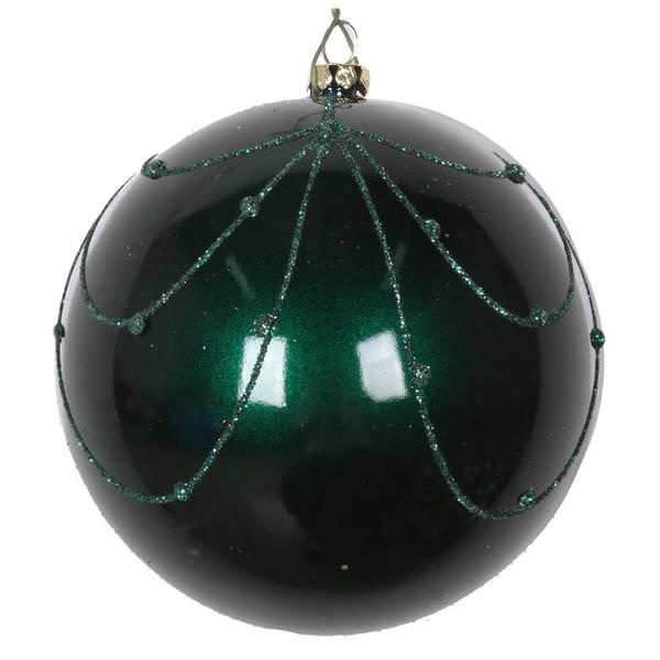 6" Sea Blue Candy Glitter Curtain Ball Ornament (3 pack)