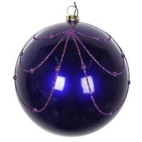 Vickerman 4" Purple Candy Glitter Curtain Ball Ornament (4 pack)