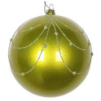 Vickerman 4" Lime Candy Glitter Curtain Ball Ornament (4 pack)