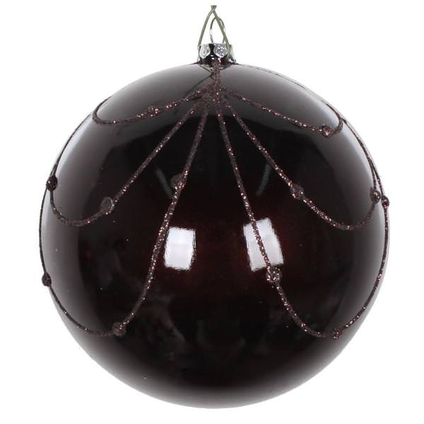 4.75" Chocolate Candy Glitter Curtain Ball Ornament (4 pack)