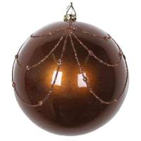 Vickerman 6" Mocha Candy Glitter Curtain Ball Ornament (3 pack)