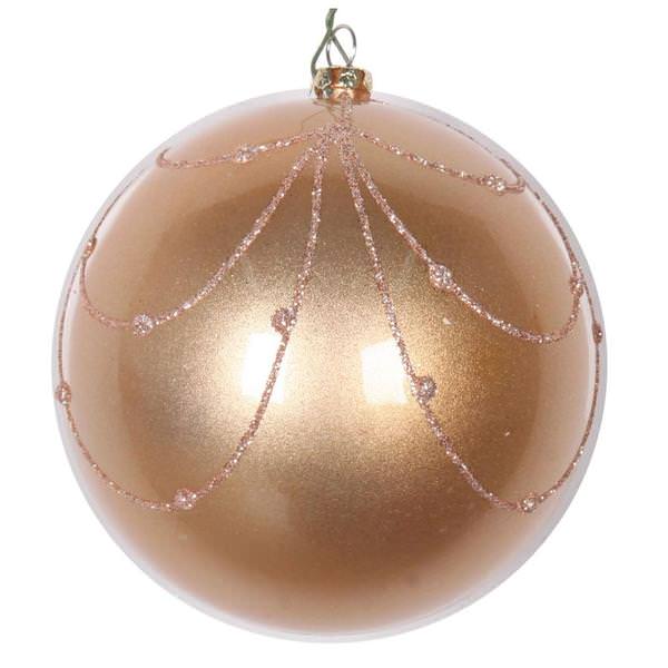 4.75" Cafe Latte Candy Glitter Curtain Ball Ornament (4 pack)