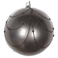 Vickerman 6" Gunmetal Candy Glitter Curtain Ball Ornament (3 pack)