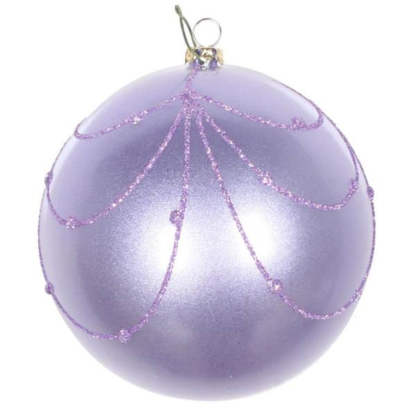 4" Lavender Candy Glitter Curtain Ball Ornament (4 pack)